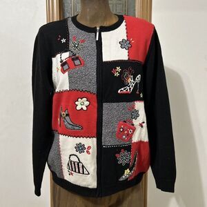 SALE Alfred Dunner Vtg Sweater Zip Cardigan